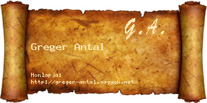 Greger Antal névjegykártya